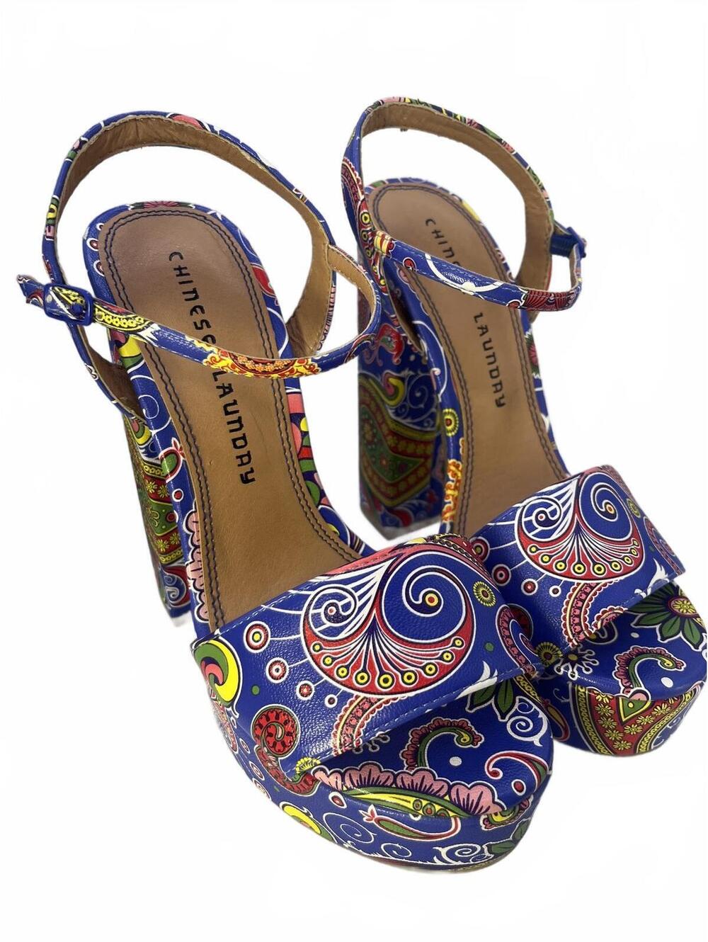 Chinese Laundry Paisley Platform Heels w/ Colorful Fun Print Women's Size 6 NWOT